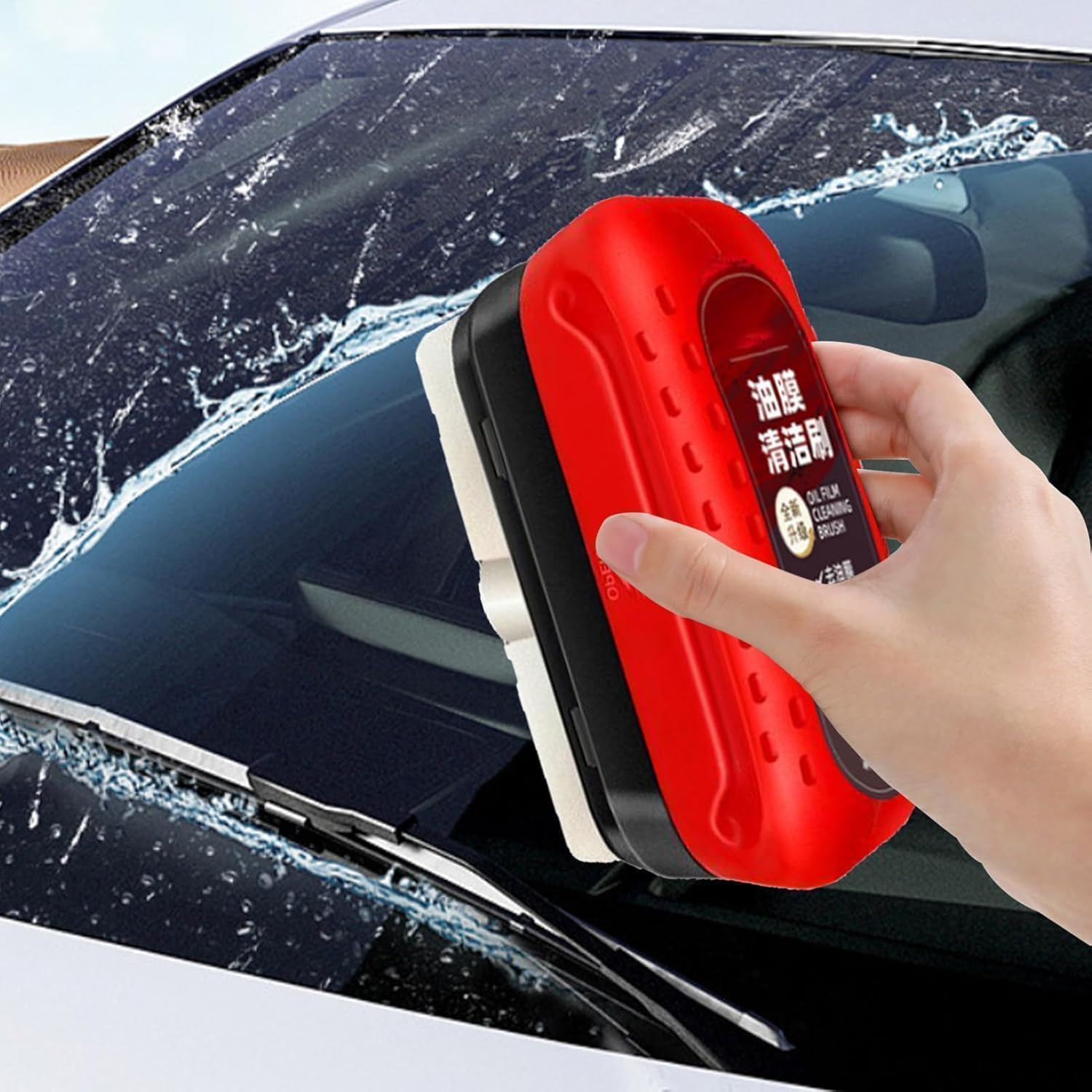 Oil film cleaning brush for car windshield