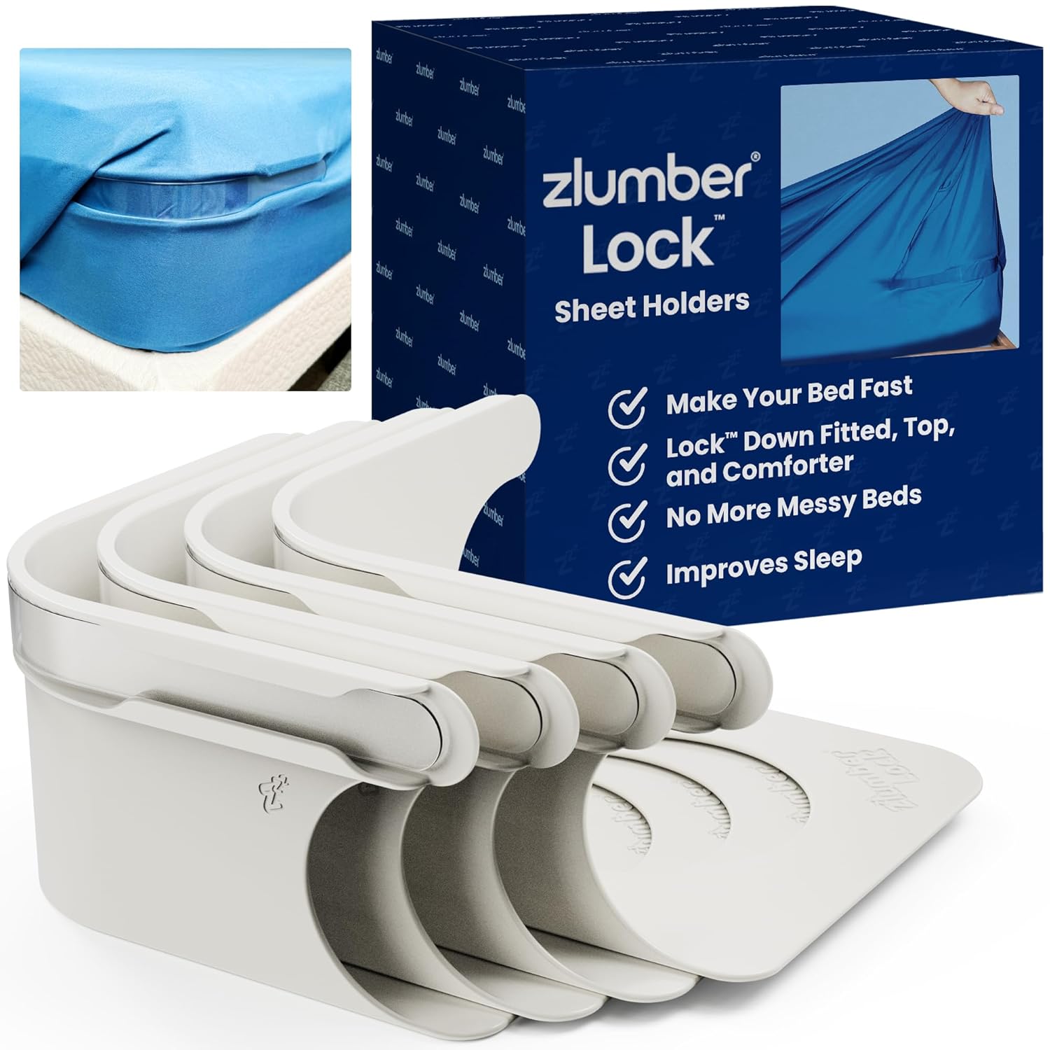 Secure sheet holder clamps for bedding